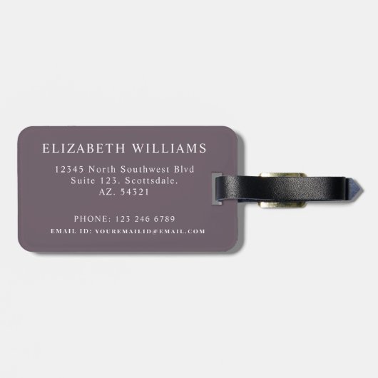 Maßgeschneiderte Lila-blaugraubraune Farblinien Gepäckanhänger (Rückseite horizontal)