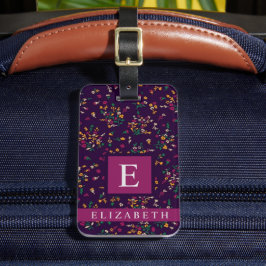 Maßgeschneiderte, Lila, blumengrün-gelbe Blume Gepäckanhänger