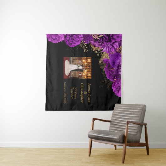 Maßgeschneiderte Lila Blumenzellenband zum Jahrest Wandteppich (Beispiel (Horizontal))