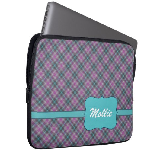 Maßgeschneiderte Lila Karierte 13-Zoll-Notebooksch Laptopschutzhülle (Vorne Rechts)
