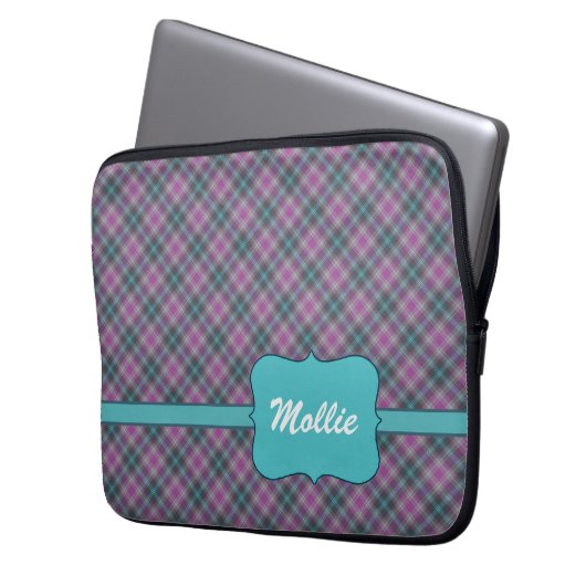 Maßgeschneiderte Lila Karierte 13-Zoll-Notebooksch Laptopschutzhülle (Vorderseite Links)