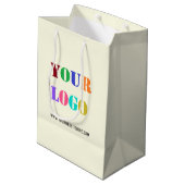 Maßgeschneiderte Logo- oder Foto-Werbeverpackung Mittlere Geschenktüte (Rückseite Schrägansicht)