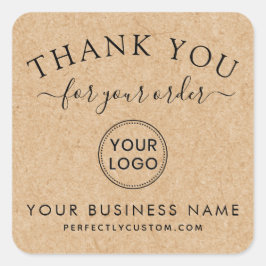 Maßgeschneiderte Logoreihenfolge dank Kraft Paper  Quadratischer Aufkleber