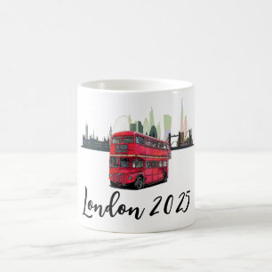 Maßgeschneiderte London Skyscape Red Bus Souvenir Kaffeetasse