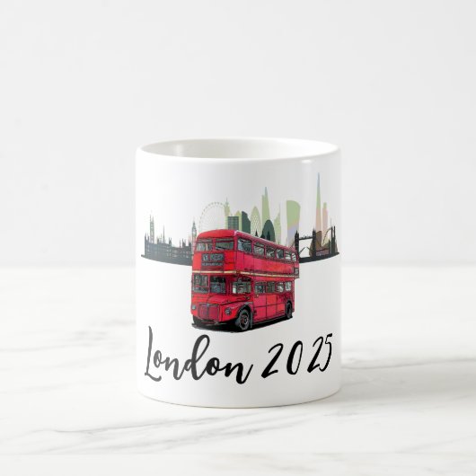 Maßgeschneiderte London Skyscape Red Bus Souvenir Kaffeetasse (Mittel)
