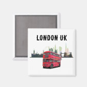 Maßgeschneiderte London Skyscape Red Bus Souvenir Magnet (Vorderseite/Rückseite)