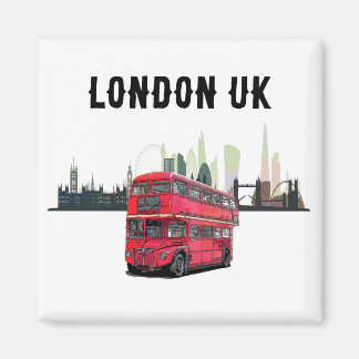 Maßgeschneiderte London Skyscape Red Bus Souvenir Magnet
