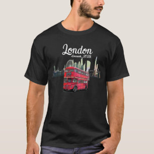 Maßgeschneiderte London Skyscape Red Bus Souvenir T-Shirt