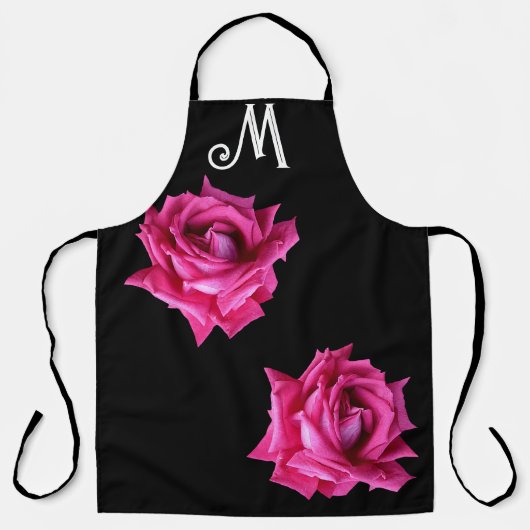 Maßgeschneiderte M Monogramm Hot-Rosa-Rose Schürze (Vorderseite)