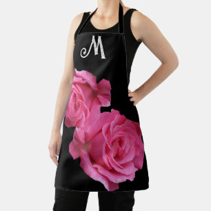 Maßgeschneiderte M Monogramm hübsch rosa Rosa Blüt Schürze