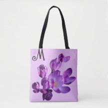 Maßgeschneiderte M monogramm violette Blüten boho 