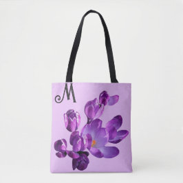Maßgeschneiderte M monogramm violette Blüten boho  Tasche