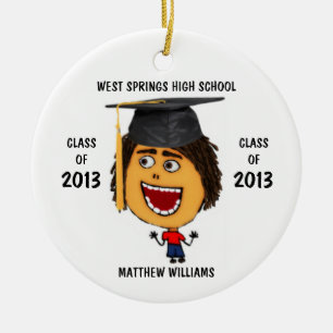 Maßgeschneiderte männliche Graduate Cartoon Orname Keramik Ornament