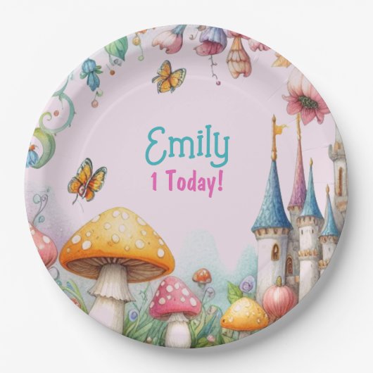 Maßgeschneiderte Märchenprinzessin Girls Birthday Pappteller (Vorderseite)