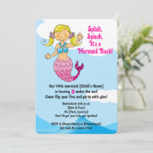 Maßgeschneiderte Mermaid Birthday Design Blonde Ha Einladung (Stehend Vorderseite)