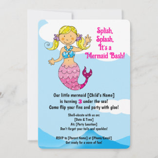 Maßgeschneiderte Mermaid Birthday Design Blonde Ha Einladung