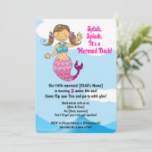 Maßgeschneiderte Mermaid Birthday Design Braun Haa Einladung (Stehend Vorderseite)
