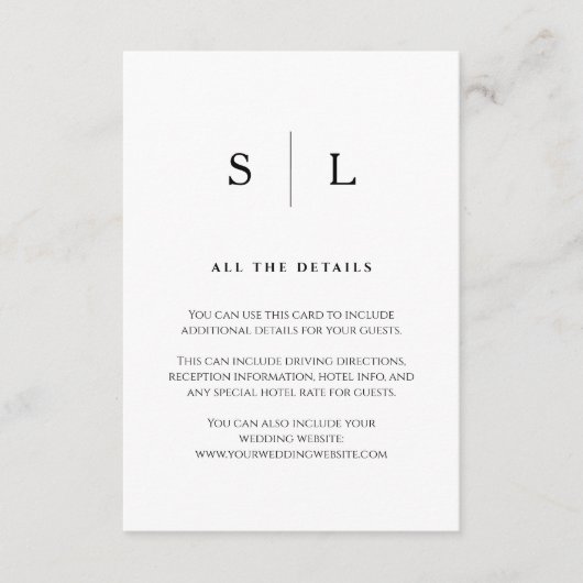 Maßgeschneiderte Minimal- und Chic-Grenze |Angaben Begleitkarte (Vorderseite)