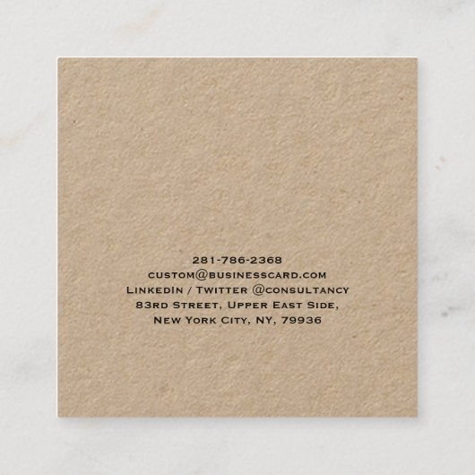 Maßgeschneiderte Minimalistische einfache Beruflic Quadratische Visitenkarte (Rückseite)