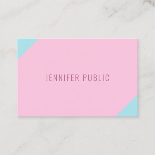 Maßgeschneiderte, Minimalistische rosa und blaue V Visitenkarte (Vorderseite)
