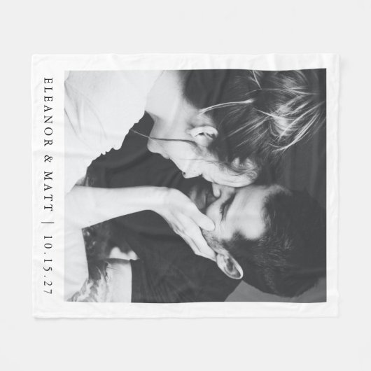 Maßgeschneiderte Minimalistische Schwarz-weiße Paa Fleecedecke (Vorderseite (Horizontal))