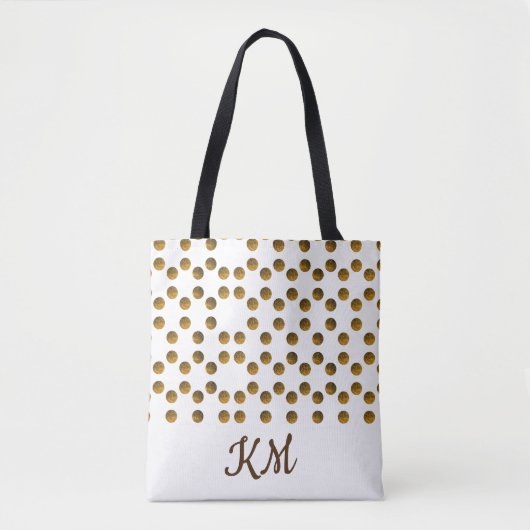 Maßgeschneiderte Mit Monogramm Golden Dots Tote Ta Tasche (Vorderseite)