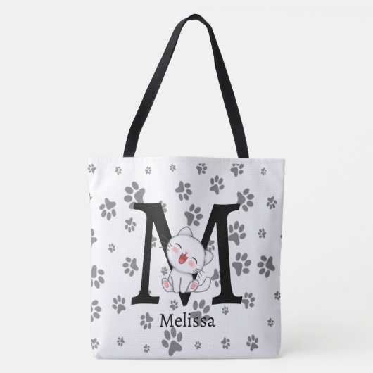Maßgeschneiderte Mit Monogramm Katzenpappe Tasche (Vorderseite)