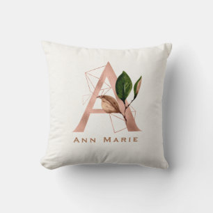 Maßgeschneiderte Mit Monogramm Rose Gold Floral Er Kissen