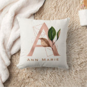 Maßgeschneiderte Mit Monogramm Rose Gold Floral In Kissen (Decke)