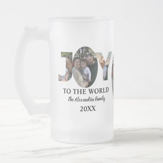 Maßgeschneiderte moderne 3-Foto-Collage Freude an Mattglas Bierglas (Links)