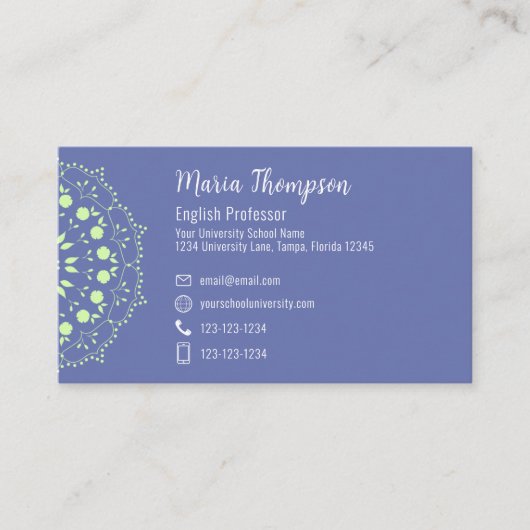 Maßgeschneiderte moderne Einfache Chic Lila Green  Visitenkarte (Vorderseite)