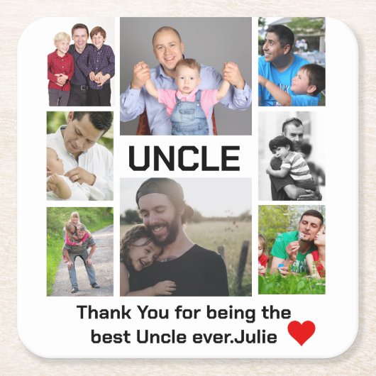 Maßgeschneiderte moderne Einheit 8 FotoCollage Rechteckiger Pappuntersetzer (Vorderseite)