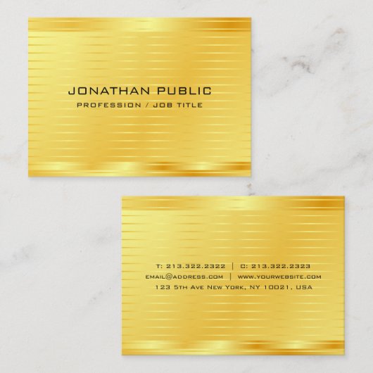 Maßgeschneiderte, moderne, elegante Gold Look Prem Visitenkarte (Vorne/Hinten)