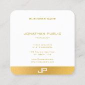 Maßgeschneiderte, moderne, elegante Monogram Gold  Quadratische Visitenkarte (Rückseite)