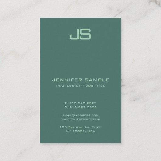 Maßgeschneiderte, moderne, elegante Monogram-Verti Visitenkarte (Rückseite)