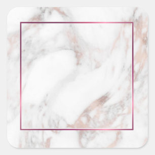Maßgeschneiderte moderne Elegante Rose Gold Marble Quadratischer Aufkleber