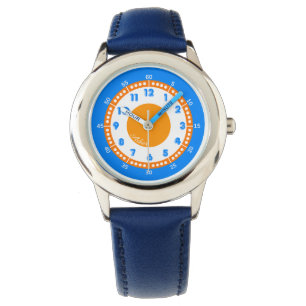 Maßgeschneiderte moderne, fett blaue und orangefar armbanduhr