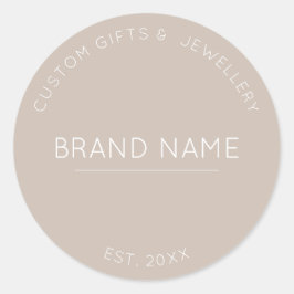 Maßgeschneiderte, moderne, graue Markenbezeichnung Runder Aufkleber