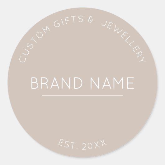 Maßgeschneiderte, moderne, graue Markenbezeichnung Runder Aufkleber (Vorderseite)