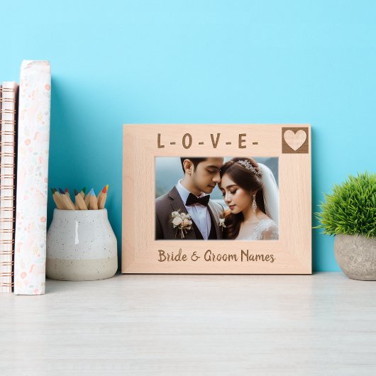 Maßgeschneiderte moderne Herzkunst, Braut und Bräu Geätzte Rahmen