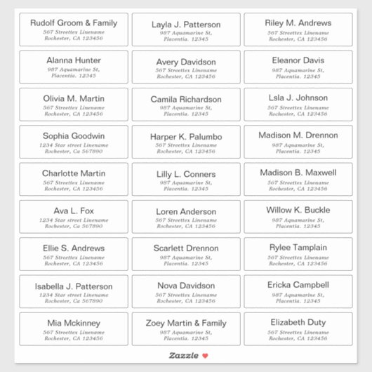 Maßgeschneiderte, moderne Hochzeitsgast-Aufkleber Aufkleber (Blatt)