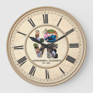 Maßgeschneiderte moderne Liebe 4 Foto Collage für  Große Wanduhr