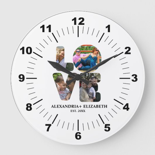 Maßgeschneiderte moderne Liebe 4 Foto Collage für  Große Wanduhr (Vorderseite)