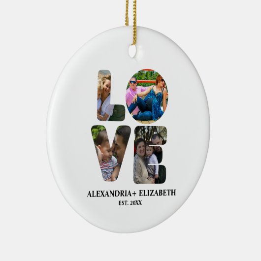 Maßgeschneiderte moderne Liebe 4 Foto Collage für Keramik Ornament (Rechts)