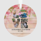 Maßgeschneiderte moderne Liebe 4 Foto Collage für Ornament (Rückseite)