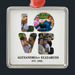 Maßgeschneiderte moderne Liebe 4 Foto Collage für  Ornament Aus Metall<br><div class="desc">Individuell moderne Liebe 4 Foto Collage für Paare. Personalisieren Sie diese einzigartige Designvorlage mit Ihren Fotos,  Namen und Daten. Liebe Foto,  modern,  einfach,  Freund,  Foto Collage,  erstellen Sie Ihre eigene,  Bild,  Fotografie,  Paar,  keepake,  Ehefrau,  Valentinstag,  Freundin,  Ehemann,  für dann für Paare,  für sie,  Jahrestag</div>