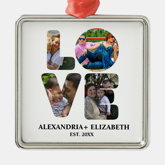 Maßgeschneiderte moderne Liebe 4 Foto Collage für  Ornament Aus Metall (Vorne)