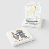 Maßgeschneiderte moderne Liebe 4 Foto Collage für Steinuntersetzer (Seitenansicht)