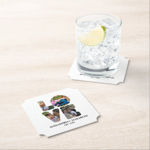 Maßgeschneiderte moderne Liebe 4 Foto Collage für  Untersetzer