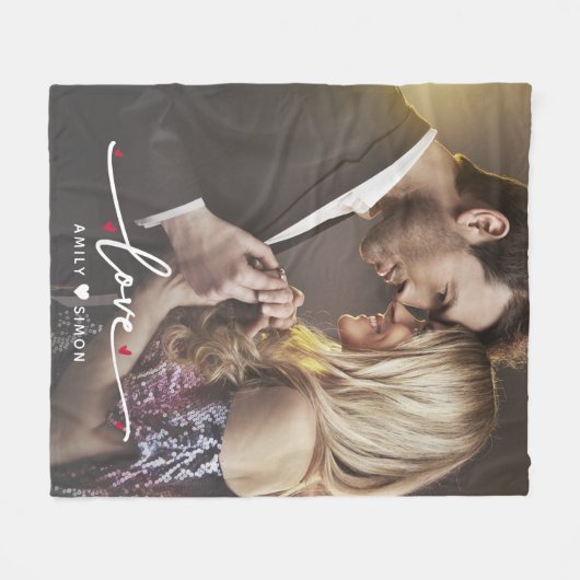 Maßgeschneiderte moderne Liebe Minimal 1 Foto Deck Fleecedecke (Vorderseite (Horizontal))